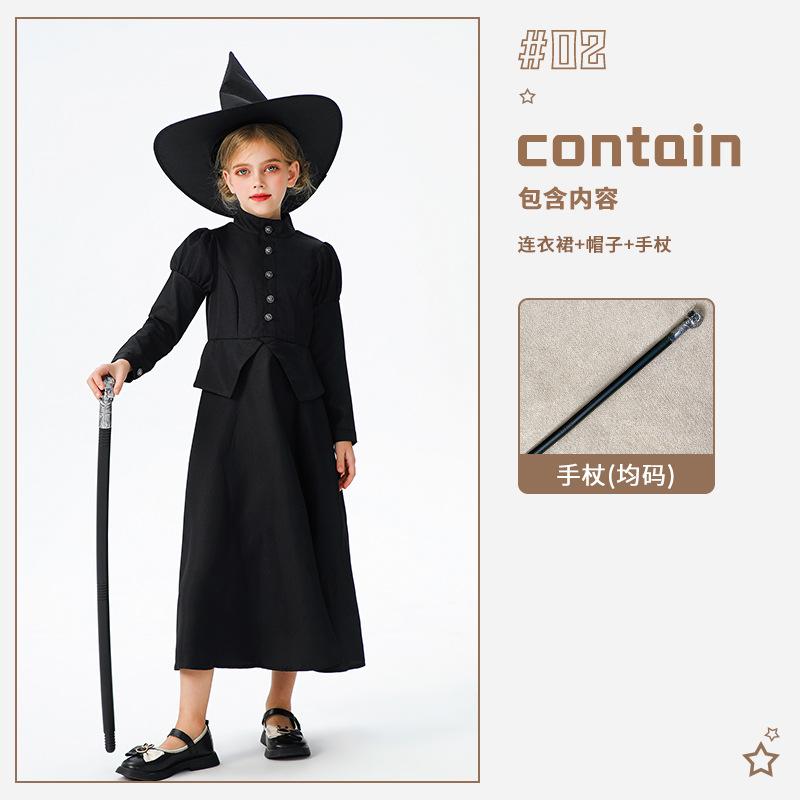 Halloween children's costumes cos magician witch dress robe medieval vampire show children's dress