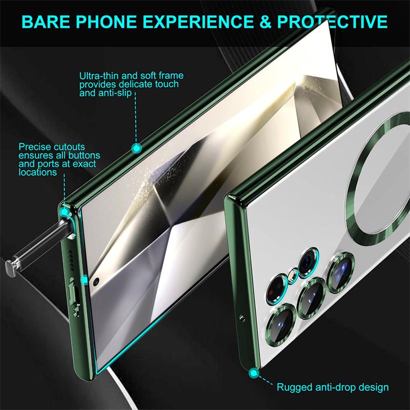 For MagSafe Case For Samsung Galaxy S25 S23 S22 Ultra Plus Magnetic Lens Protector Cases For Samsung S24 S21 Ultra Plus Cover