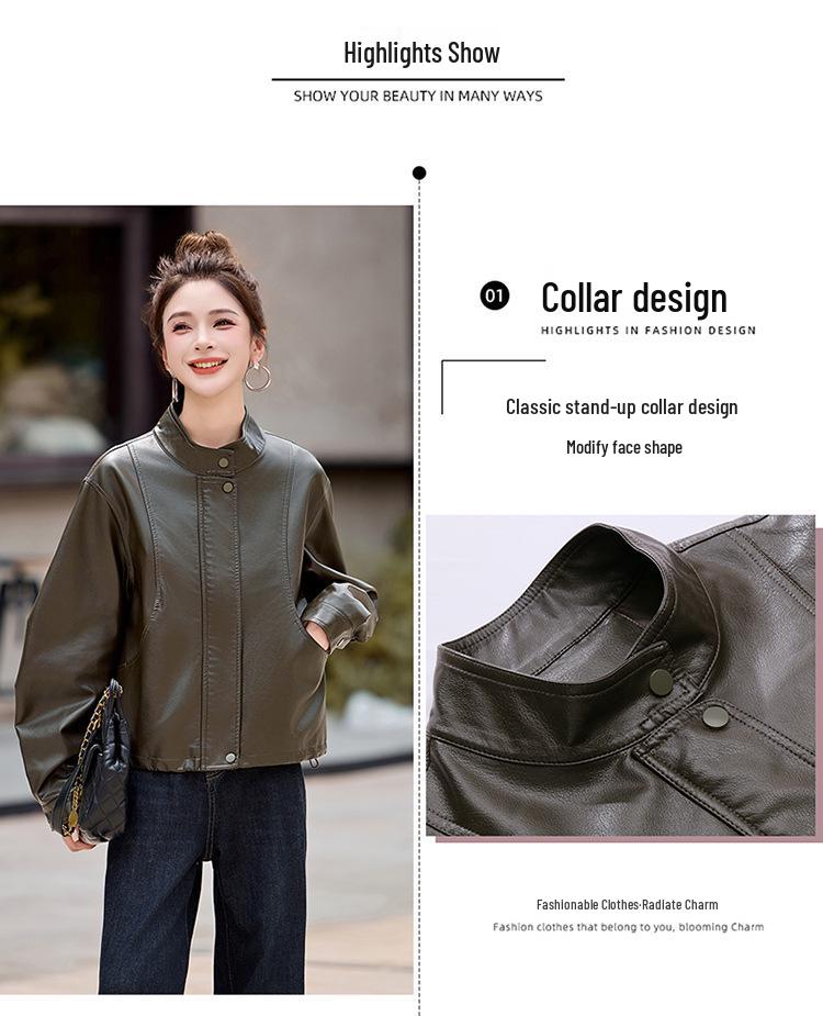 2025 Women's Korean Fashion Genuine Red Ancola Leather Jacket - Autumn/Winter Lambskin Trend