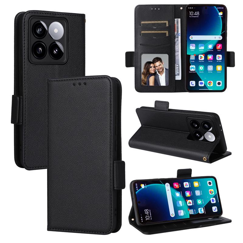 For 14T Pro Cover Litchi Wallet Side Buckle Splicing Flip Over Leather Case For 14T Pro Wrist Rope Phone Case