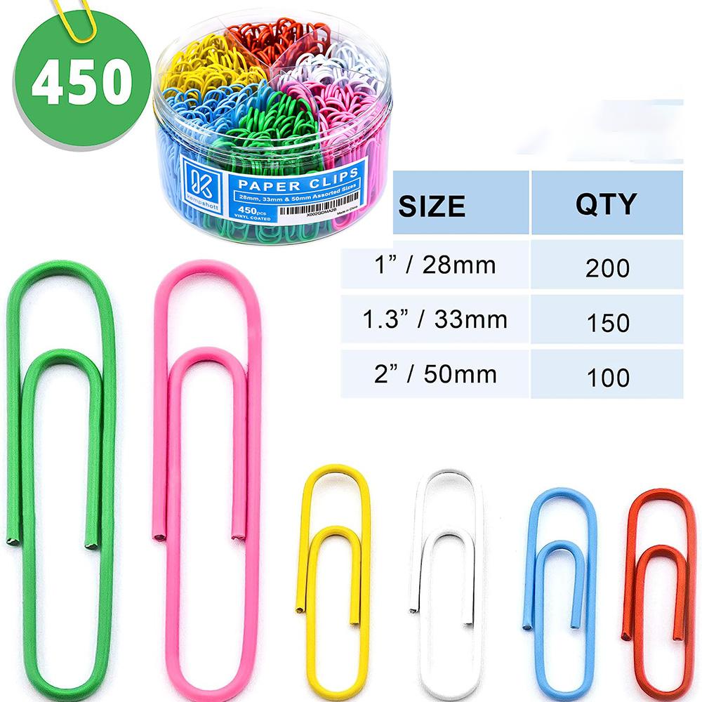 Paper Clips Multicolor 450pcs Mixed Binder Clips for Office School Supplies