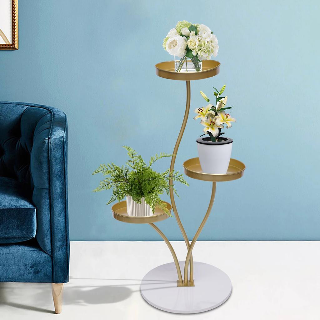 3 Tier Tall Corner Plant Stand for Indoor Home, Multi-Floor Flower Shelf Display Rack Holder, Space Saving Shelf Organizer Frame