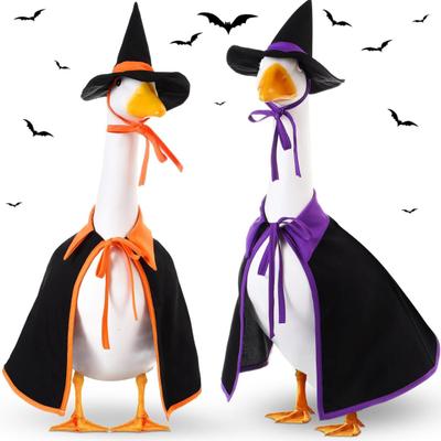 Halloweenský čarodějnický oblek pro husu Kostým čarodějnice pro husu Plášť s čarodějnickým kloboukem Venkovní oblečení pro husy pro 23" husy Podzimní dekorace na terasu, dvůr, trávník