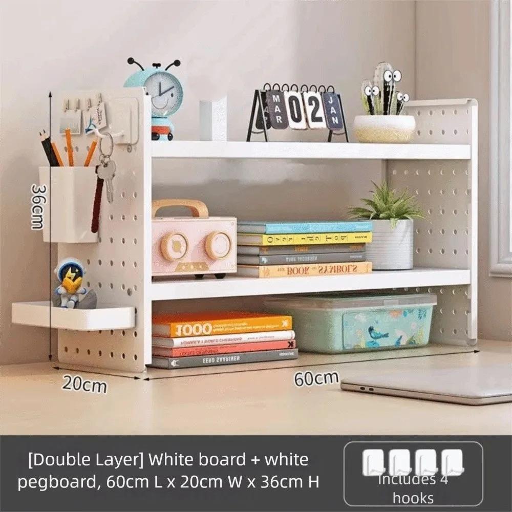 New Simple Design Hole Board Bookcase Easy Assembly Open Top Desktop Bookcase Modern Style Tabletop Display Shelf Home Office