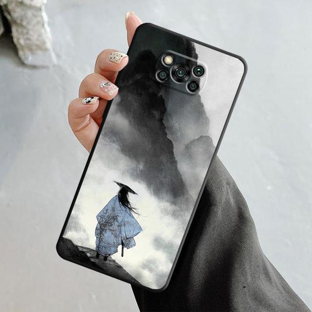 Japonya Samurai Manzara Mürekkep Boyama Xiaomi Poco X3 Nfc X4pro X5 M3 Mi 12 13 11 10 10t 8 Note10 Lite 11ultra 11t Kapak
