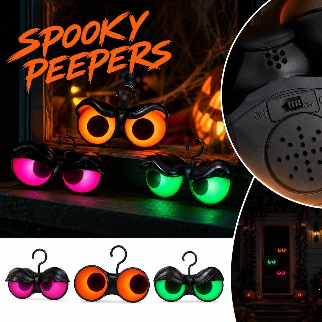 Ganci Occhi Luminosi di Halloween con Timer, Luci Occhi che Spiano Lampeggianti, a Batteria (Batterie non incluse)