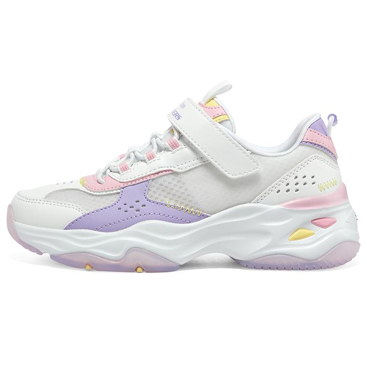 Skechers Comfortable Versatile Fashion Velcro Breathable Kids Casual Shoes Kids sneaker White Purple 319005L-WMLT 28.5