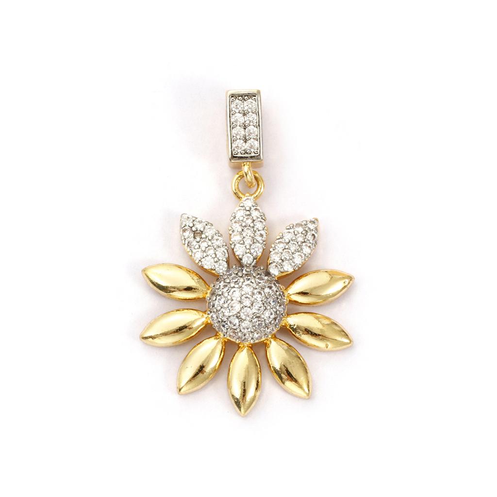 1 Stück Messing Anhänger 18K Gold Plated Sonnenblume Stern Micro Pave Klar Zirkonia Anhänger Für DIY Halskette Schmuckherstellung