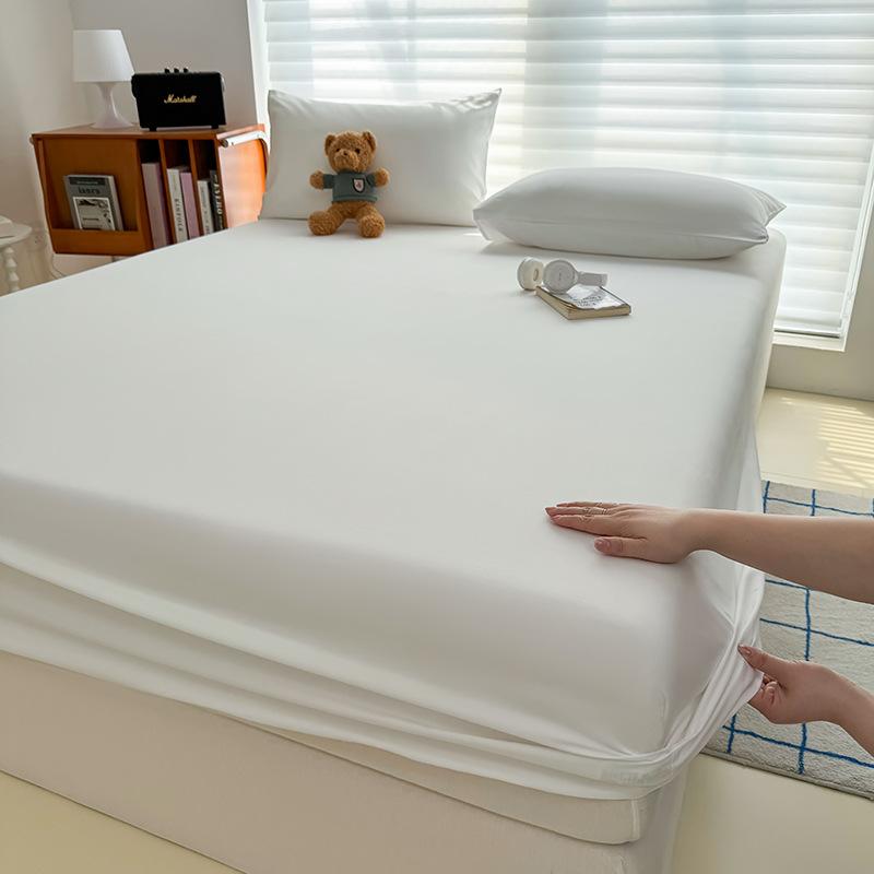 Einfarbiges hautfreundliches gewaschenes Baumwoll-Spannbettlaken für Zuhause All-inclusive Matratzenschoner Staubschutz