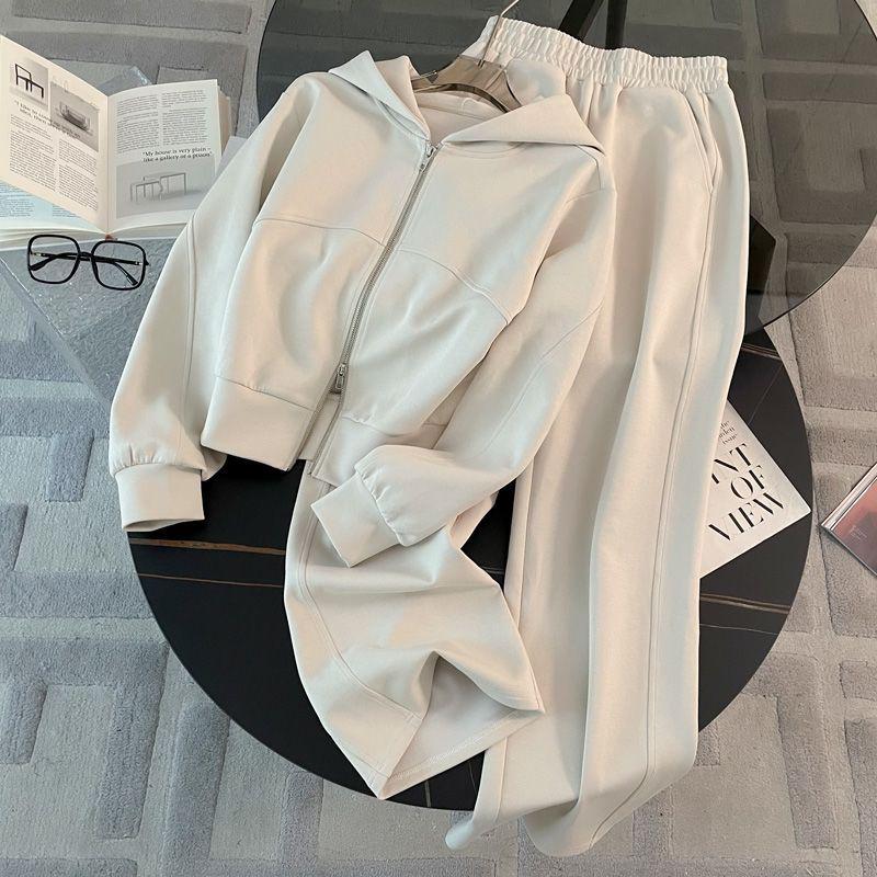 

Women s Korean Style Slimming Hoodie & Wide Leg Pants Set for Spring/Autumn 2026 M [80-100 Jin]