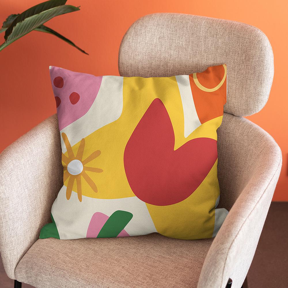 Nordic Abstract Art Flower Print Pillowcase Short Plush Pastoral Simple Home Sofa Cushion Car Cushion