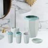 6 Pieces Toilet Brush Set Including Trash Dispenser Toothbrush Holder Rinse Cup Soap Dish with