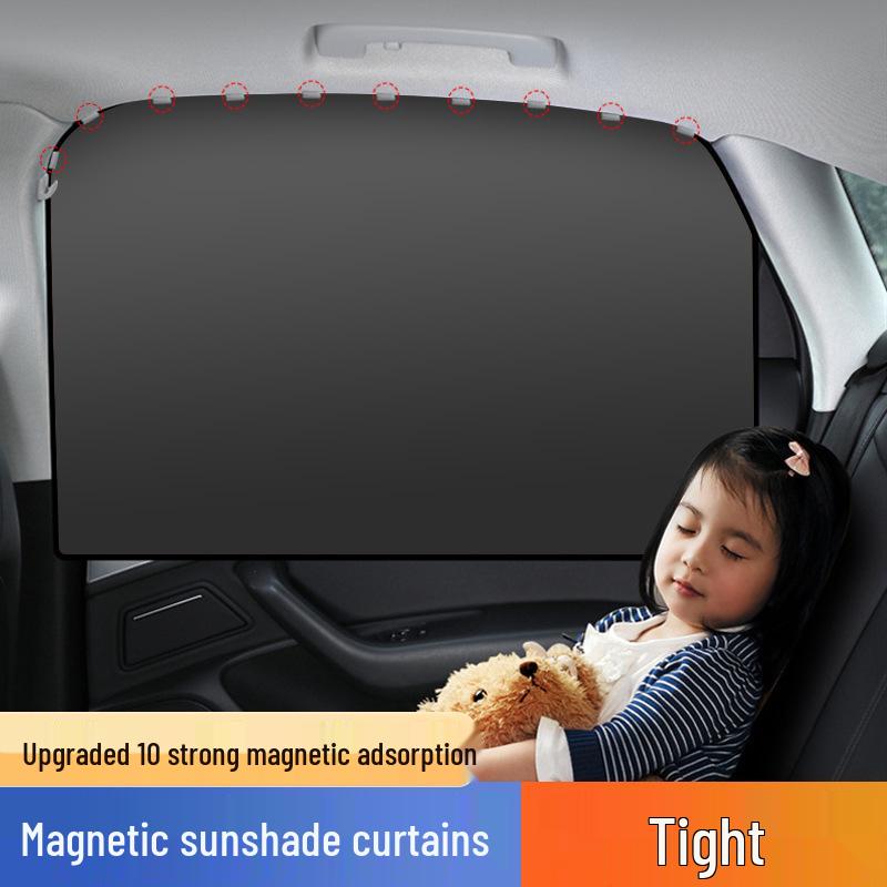 Upgraded Titanium Silver Magnetic Car Sunshade - Heat Insulation & Blackout Window Visor