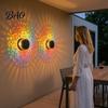 Solar Garden Decoration Light Wall Light, 7 Color Changing Metal Fence Lamp with Projection, Outdoor Waterproof for Yard Patio Column Decor Seven LED