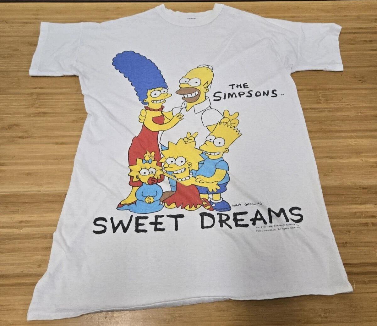 Винтажная футболка The Simpsons Sweet Dreams 1990 Хомер Барт 90-х Мультфильм Белая 2XL
