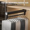 Pull-Out Pants Rack Heavy Duty Aluminum Alloy Space Saving Retractable Wardrobe Closet Top Mount Trousers Organizer Sliding Rod Clothes Storage Hanger