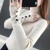 Women Winter Slim Long-sleeved Pile Collar Knit Bottoming Shirt Women Slim High Turtleneck Sweater