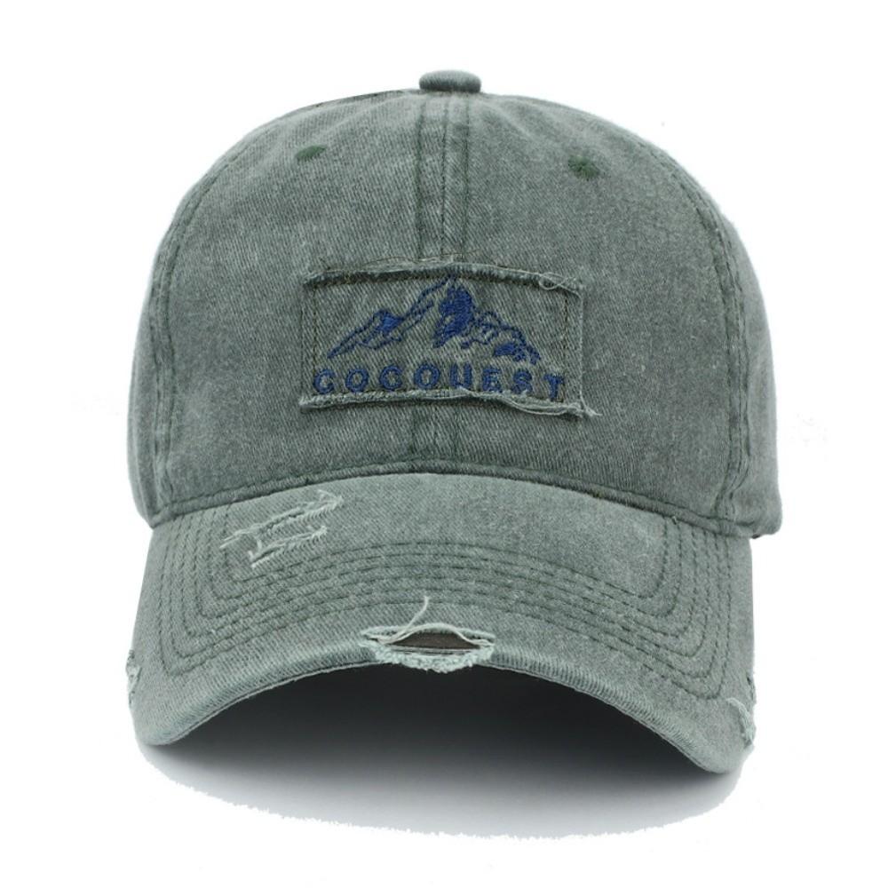 Vintage Embroidered Baseball Cap Washed Soft Top Sun Hat Adjustable Peaked Hat темно-зеленого