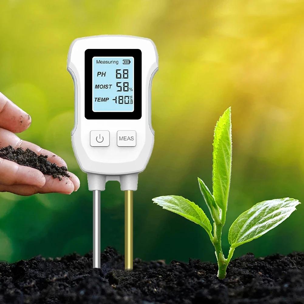 3 In1 Soil PH Tester LCD Screen Plant Temperature Environment Humidity Meter Soil Hygrometer Sensor Indoor & Outdoor Plants Use