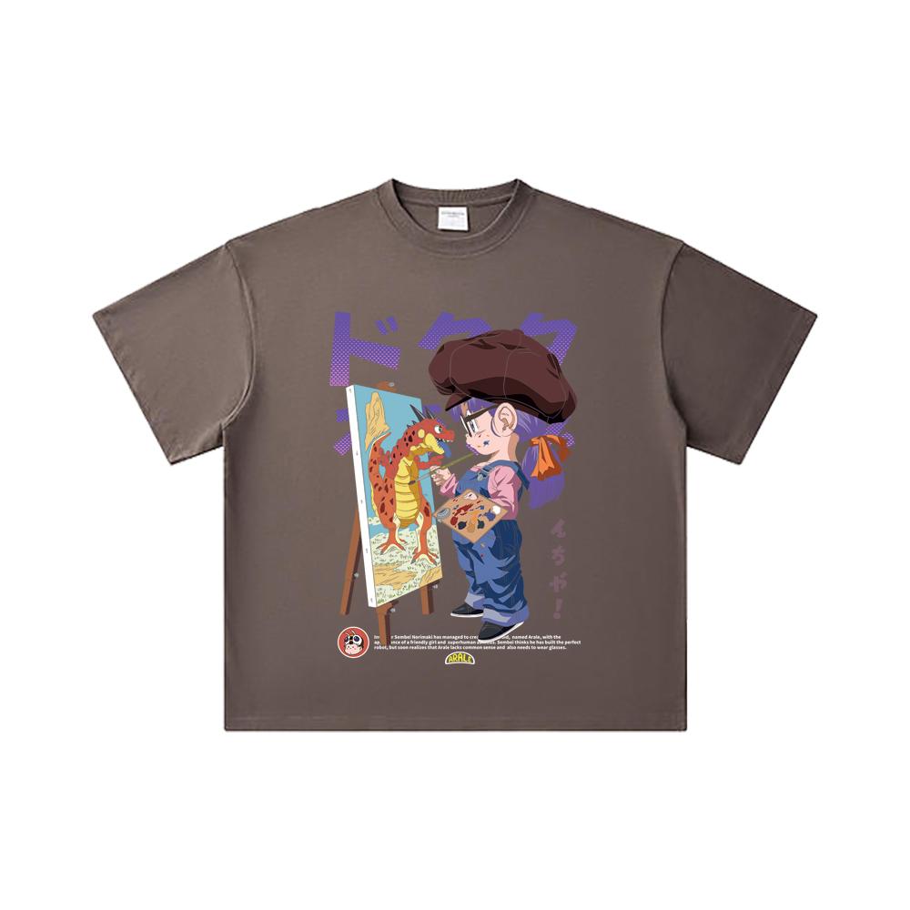 260 GSM Double Yarn 32 Count 100% Cotton Dragon Ball V10 Arale Print Unisex Heavy Cotton T Shirt