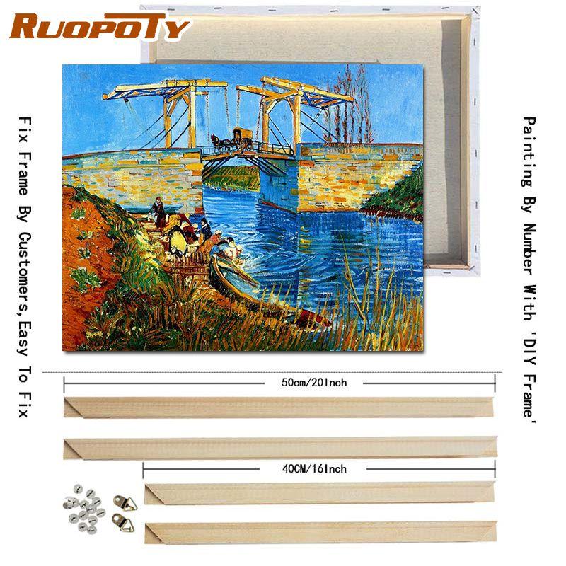 RUOPOTY Diy Painting By Numbers Landscape Modern Wall Art Picture Hand Painted Oil Painting For Wall Decoration 40x50cm With DIY Frame