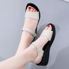 Women Chunky Sandals Casual Black Thick Sole Wedge Shoes Height Increase Platform Open Toe Sandals for Mother
