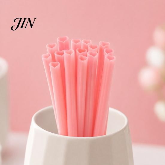 Drinking Water Straw Heart Shaped Straws, Food Safe PP Disposable Rounded Grade Lip Design Comfortable Sip Straws for Cocktail, Birthday Party