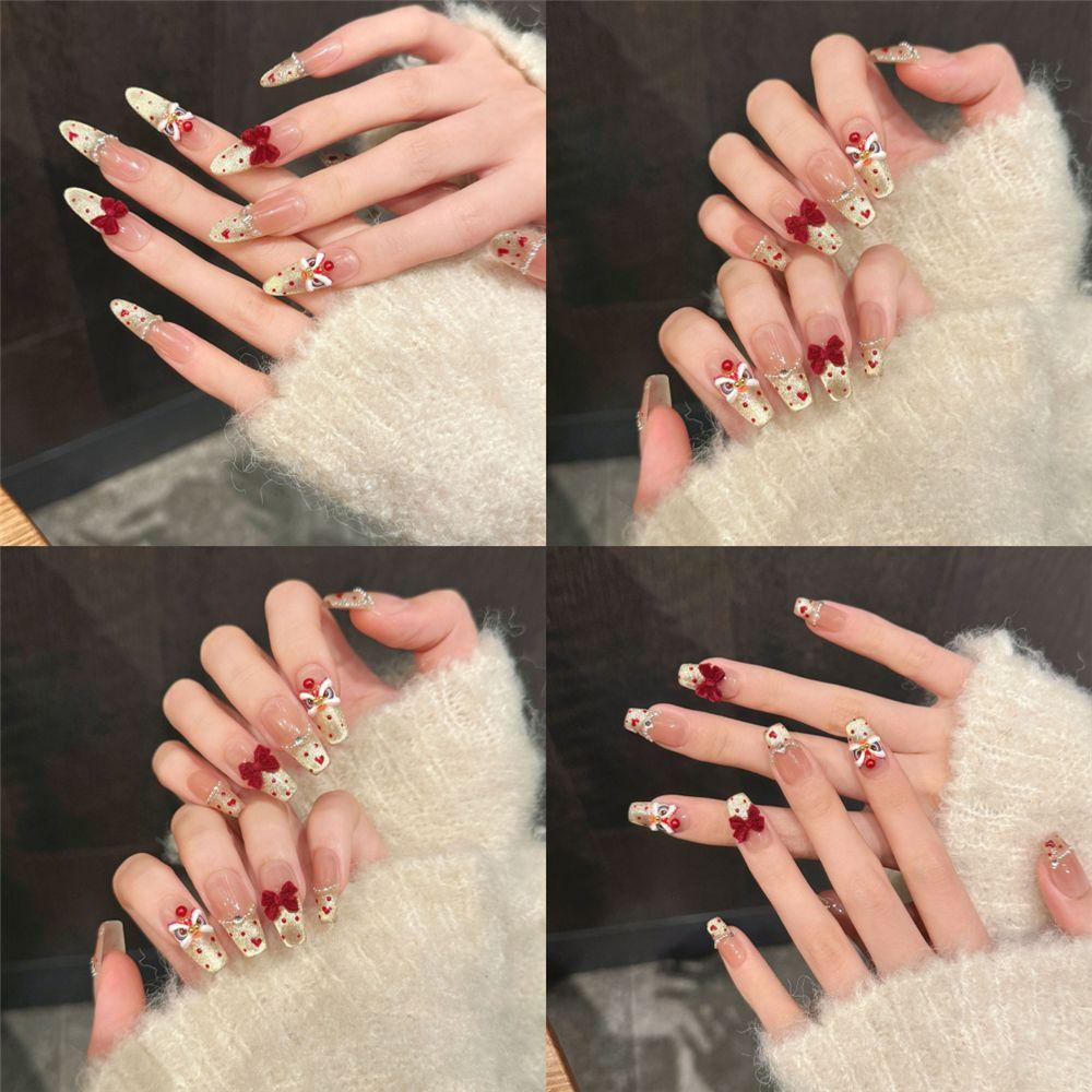 10Pcs Waking Lion Girl Press On Nails New Year's Artificial Nails Finger Manicure  for Women & Girls