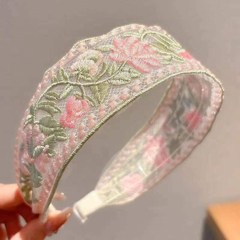 1/3PCS Embroidered Flower Headband for Women with a Sense of Luxury, Ethnic Style, Floral Fabric, Wide Edge Headband