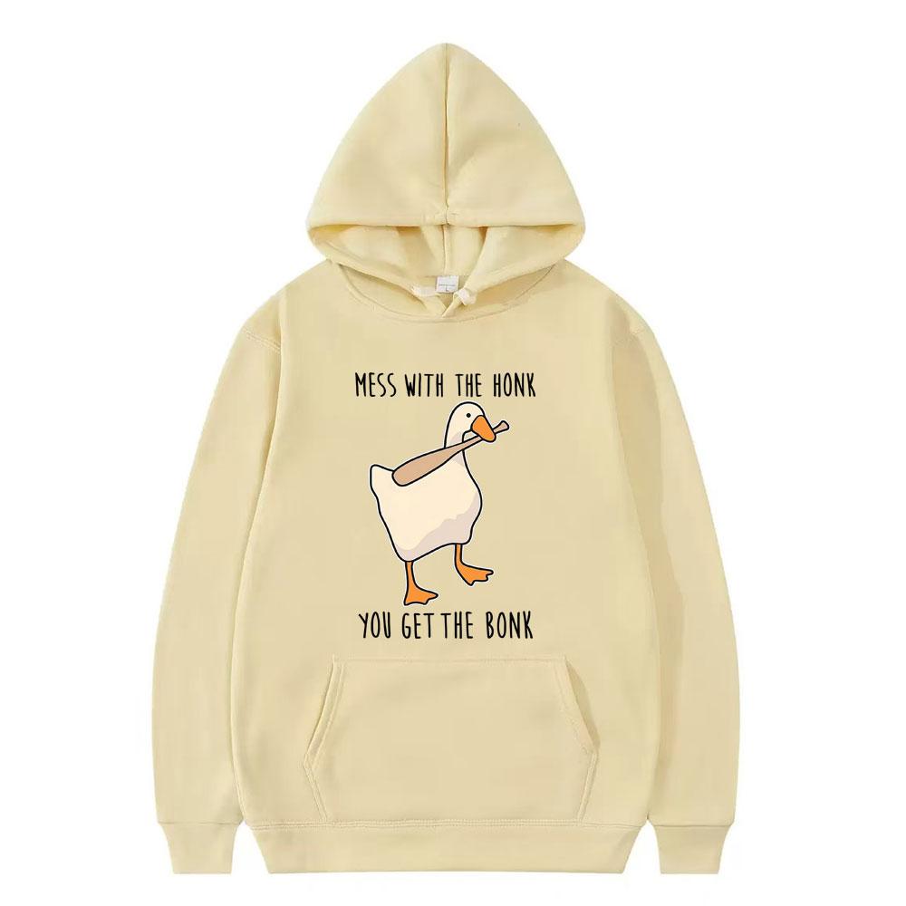 Mess with The Honk You Get The Bonk Goose Duck Funny Meme Hoodie Men Women Fashion Pullover Long-sleeved Casual Sweatshirts Tops
