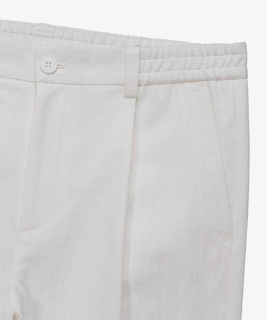 MINDBRIDGE White One-Pleat Relaxed Fit Linen-Like Elastic Pants