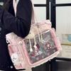 New Fashion Sweet Ita Bag Lolita Girl Transparent Shoulder Bag Women Large Capacity Ribbon Bow Tote Bag Cute DIY Display Handbag