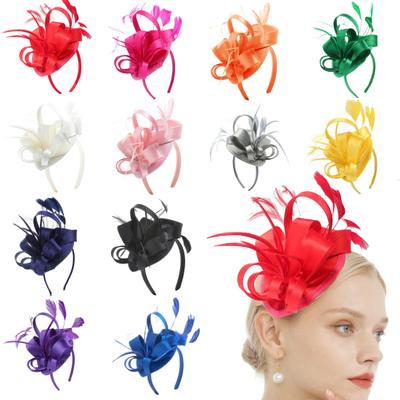 Fascinator-Hut mit Haarband-Clips, mit Federn verziert, Kopfbedeckung, Teeparty, Hochzeit, Halloween, Mädchen-Performance-Hut