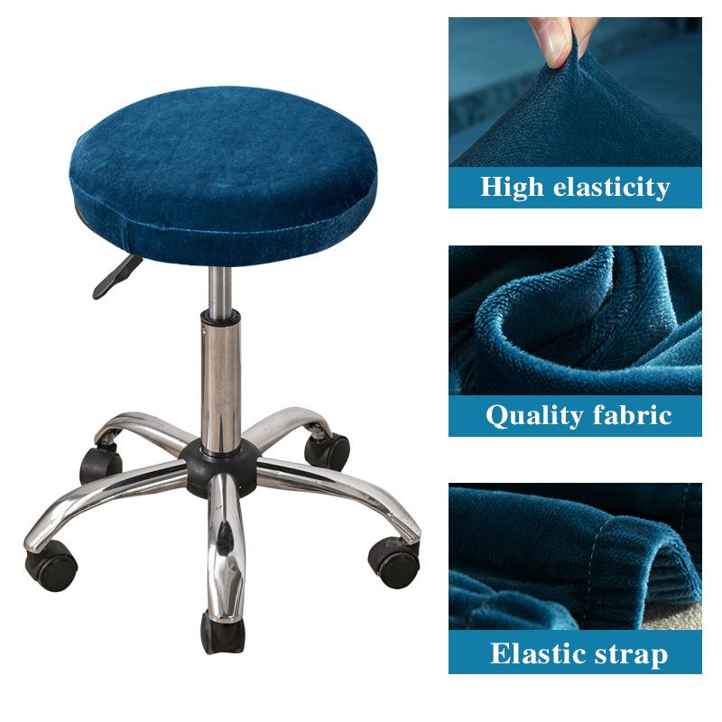 HuaLiSiJi Housse De Tabouret Rond En Velours Extensible, Infroissable