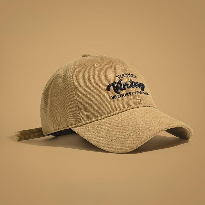 Men's New Korean Baseball Cap with Embroidered Letters Deep Top Widened Brim Duckbill Cap