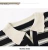Autumn 2025 Wool Knitwear: Elegant Striped Lapel for Middle-Aged Women