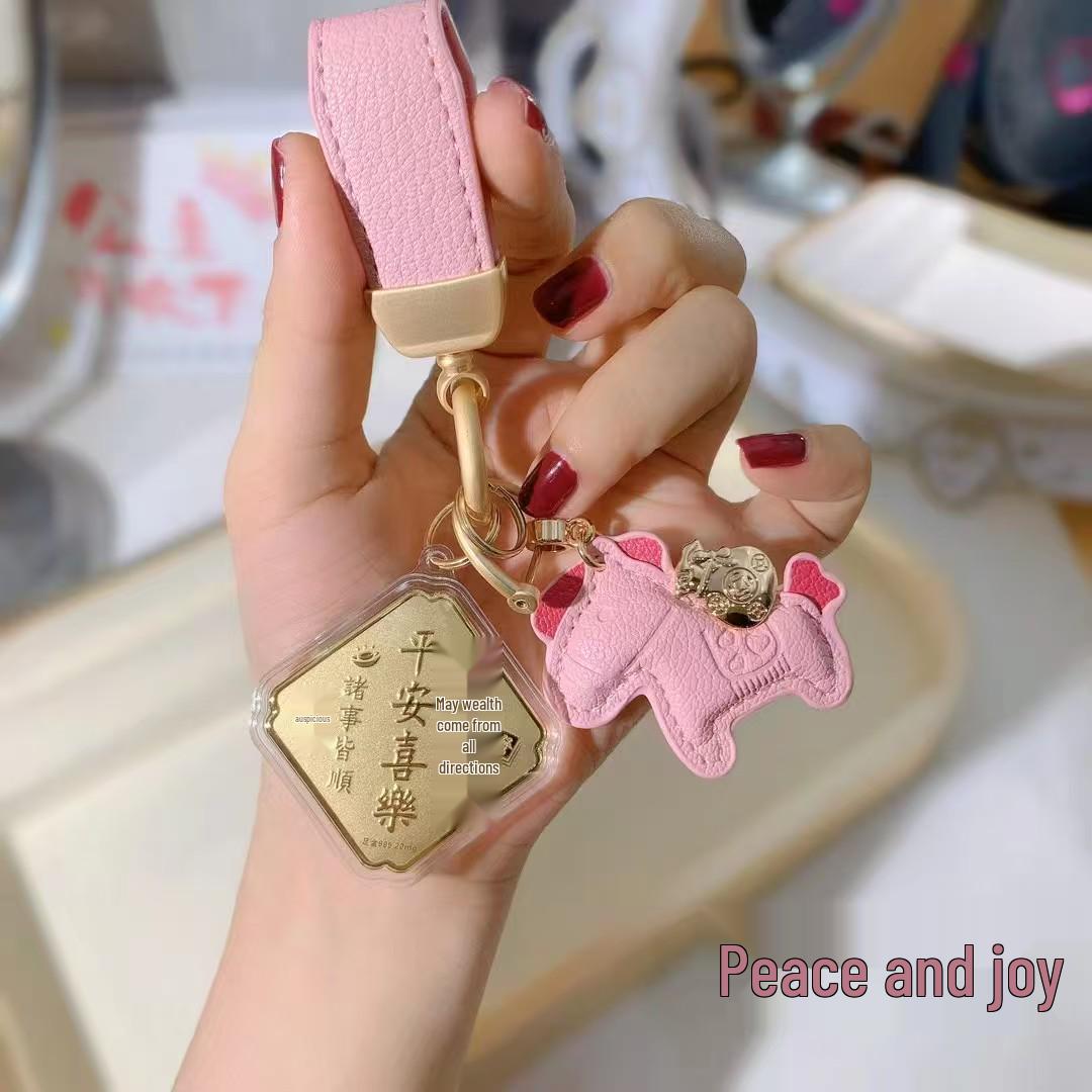 999 Pure Gold Wealth Vault Birthday Keychain – Get Rich Princess Charm with Personalized Leather Pendant