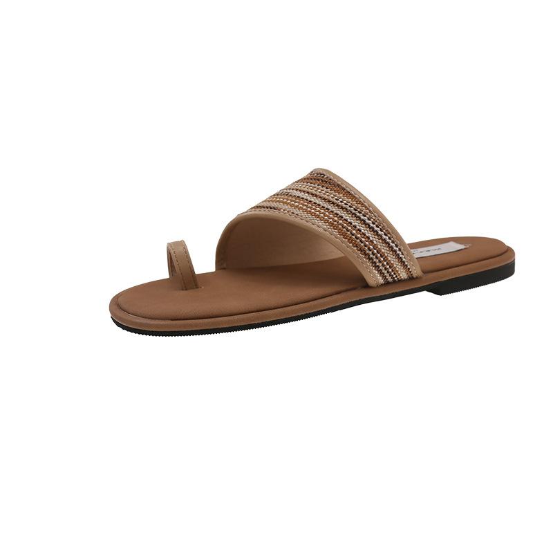 

Niche design set toe cool slippers women s 2025 summer new with skirt seaside flat beach one-word slippers 40