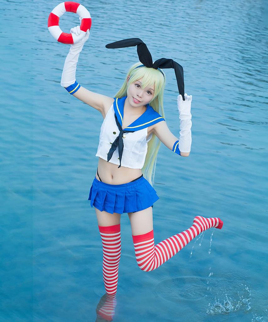 [Milky Time] Kantai Collection Shimakaze Cosplay Kostüm mit Perücke, Halloween Zerstörer Mädchen, Matrosenuniform, Schiffsmädchen