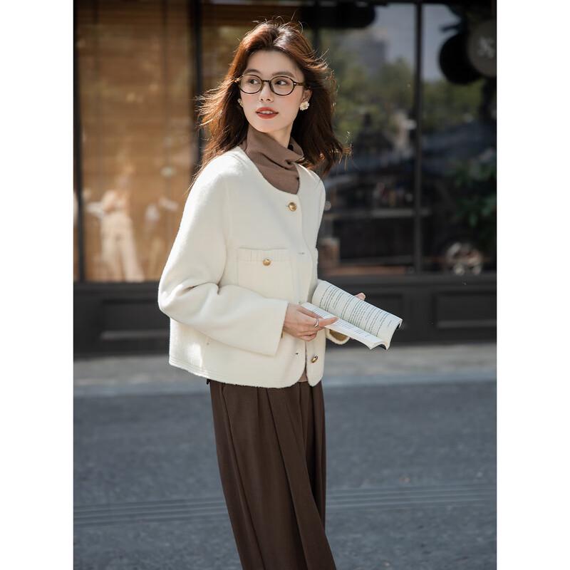 Women's Stylish Long-Sleeve Short Wool Coat
