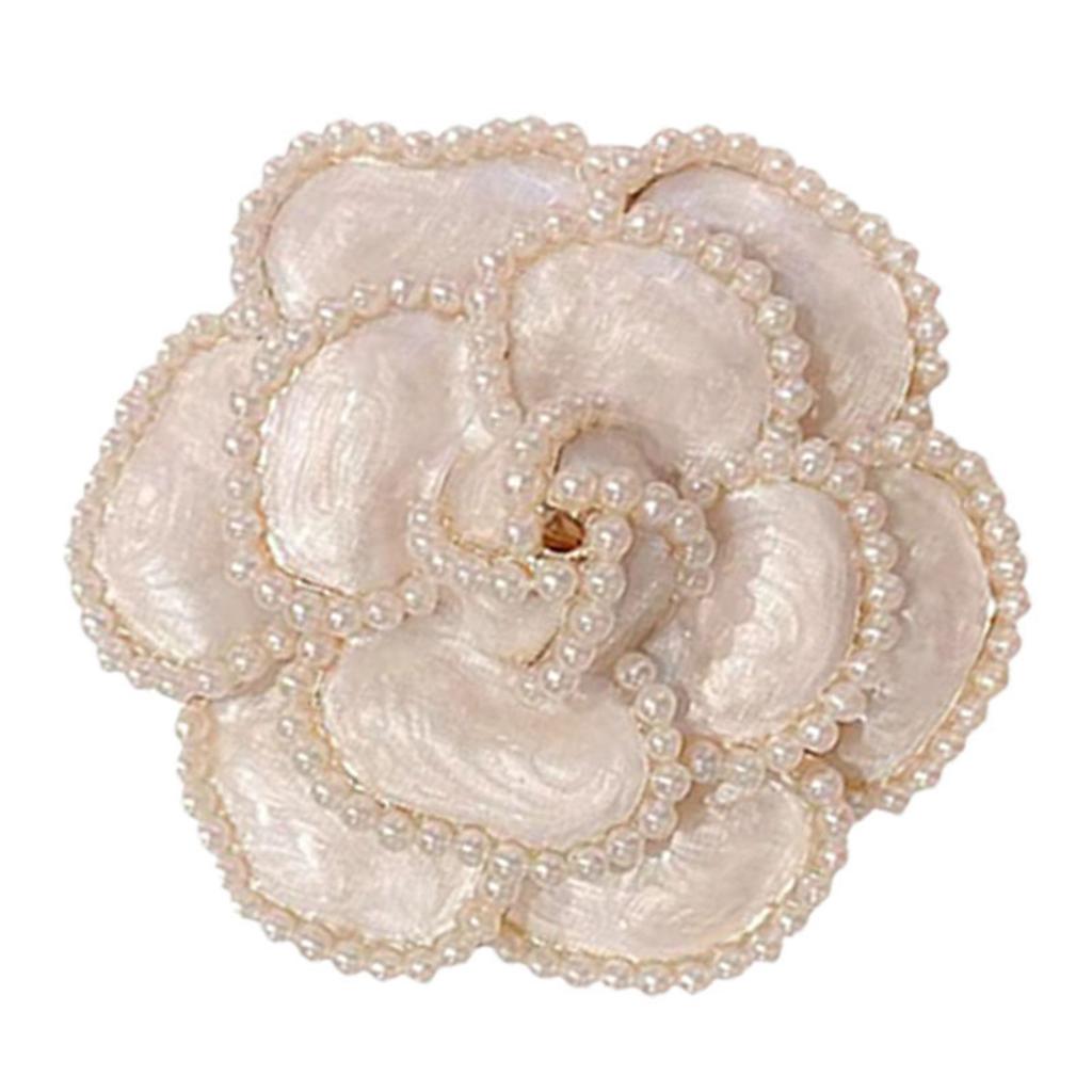 Flower Brooch Elegant Decorative Accessory Decor Ornament for Coat Suit Cover Up White