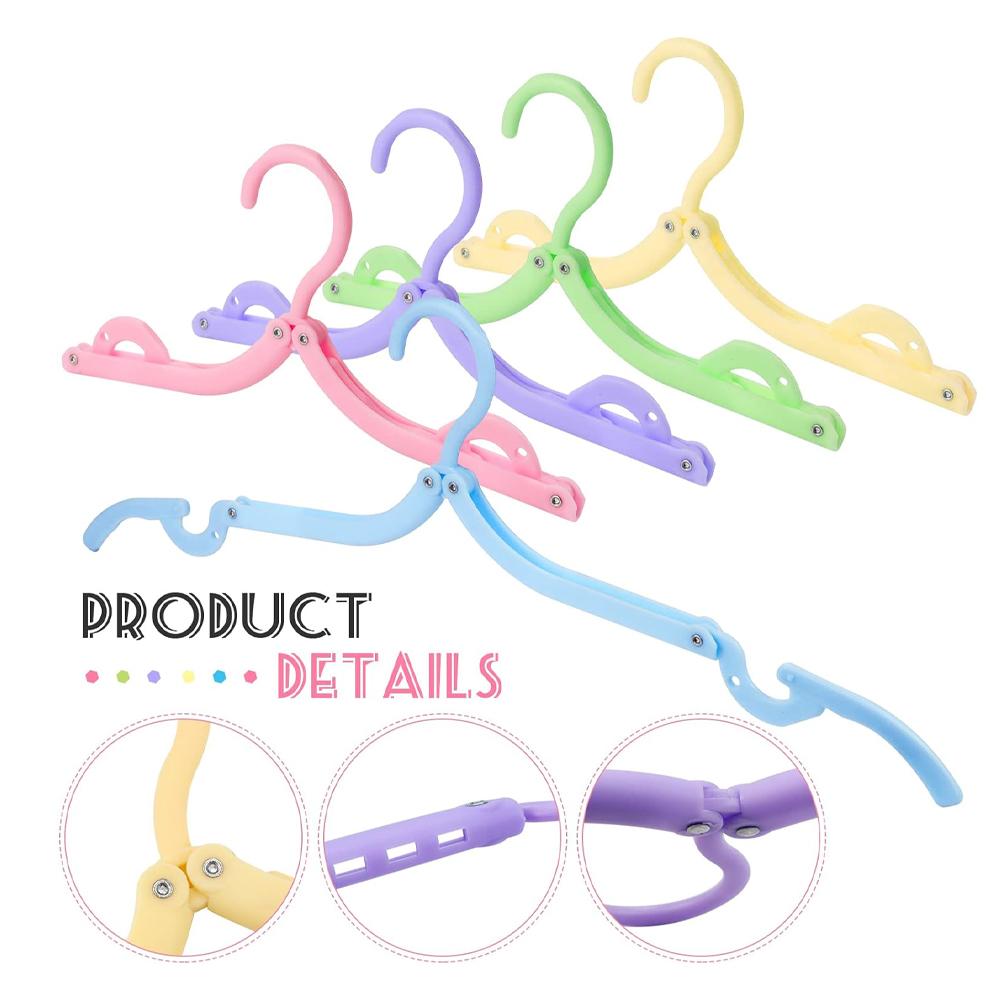 10 Pcs Portable Colored Folding Clothes Hangers, Portable Folding Travel Hangers, Clothes Drying Rack for Travel(5 Colors)