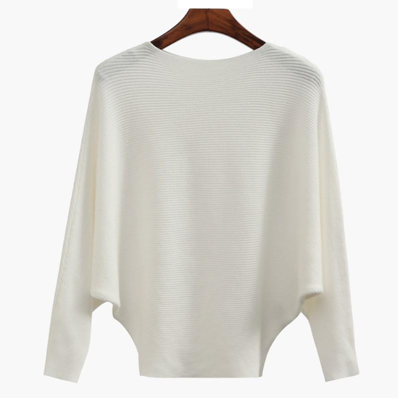 Spring Women's Loose-Fit Bat Sleeve One-Shoulder Sweater - Large Size, Long-Sleeved Top