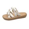 Skirt beach one-word bow gentle flat bottom 2025 with new soft beautiful slippers cool slippers women's summer wear