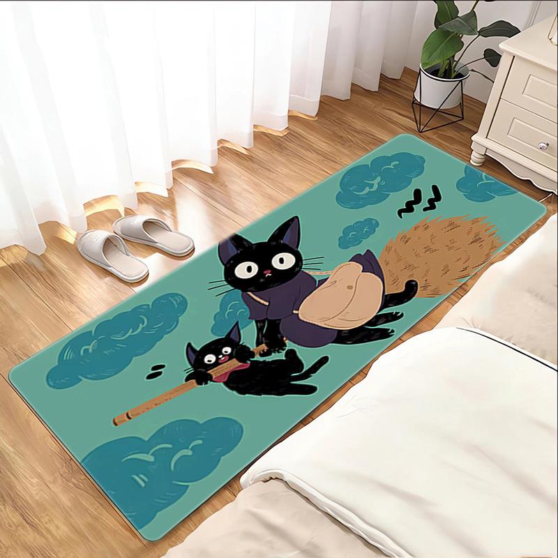 Cute Cat Cartoon Carpet Mat Rug - Kawaii Kitten Pattern Home Decoration for Bedroom Living Room Non-Slip Floor Mat Bedroom Decor