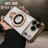 Luxury Plating Stand Magnetic Case For iPhone 17 Air 16 15 14 13 12 11 Pro Max Lens Films Transparent Holder Clear Back Cover