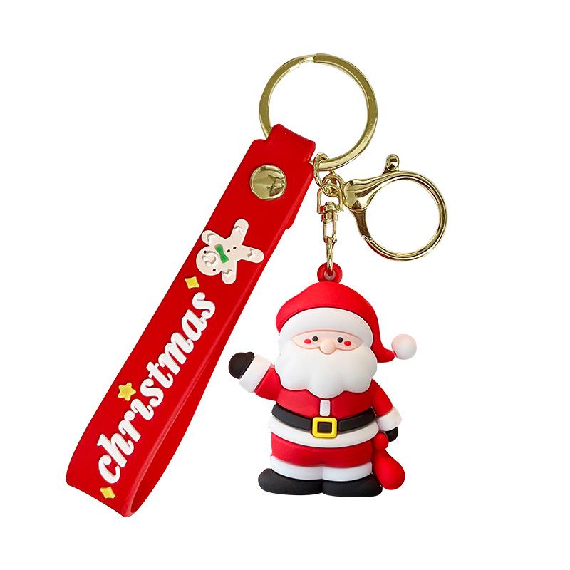 Niedlicher Cartoon Weihnachts Schneemann Gummi Schlüsselanhänger - Weicher Anhänger für Schlüssel oder Taschen