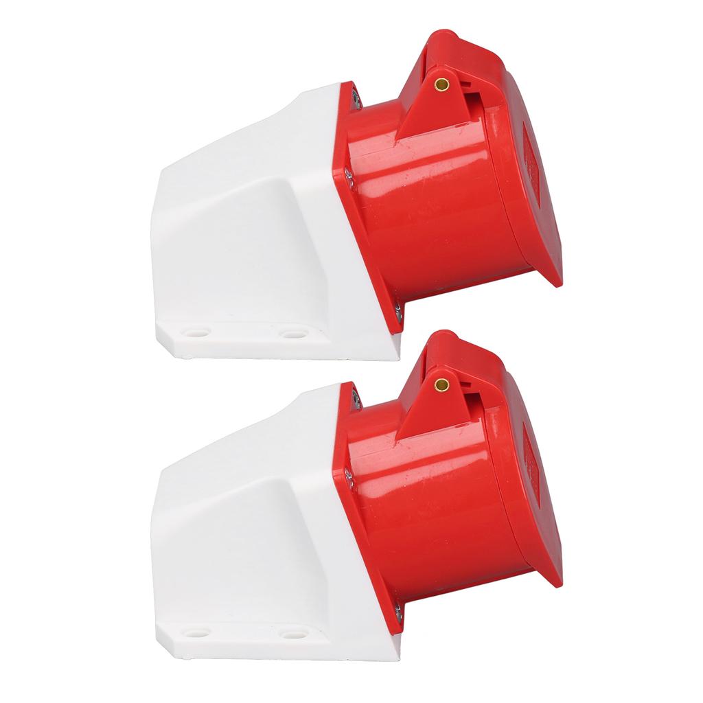2 Set Industrial Socket 5Pin IP44 Waterproof 3 Phase Surface Mounted Plug Connector 32A 220‑380V 240‑415V