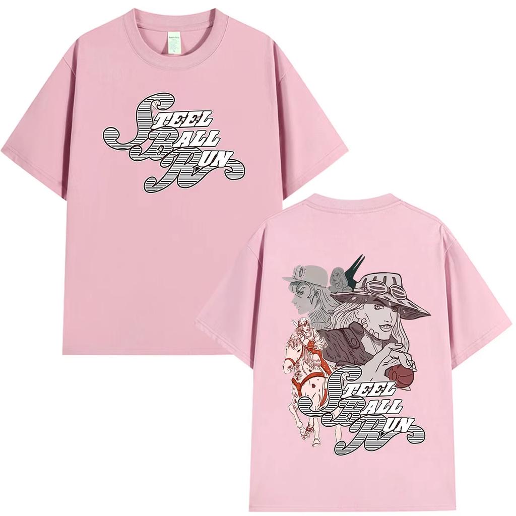 Hot Sale Anime Jojo Bizarre Adventure STEEL BALL RUN T-shirt Unisex Casual Harajuku Hip Hop Punk Cotton T-shirt Breathable and Comfortable Clothes