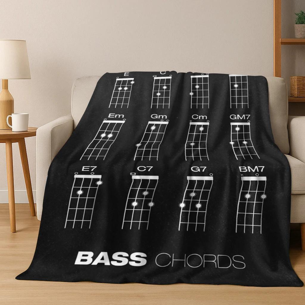 Guitar Bass Chords Theory Chart Music Flannel Blanket Soft Warm Blanket for Bedroom Room Living Room Bed Travel Camping Picnic
